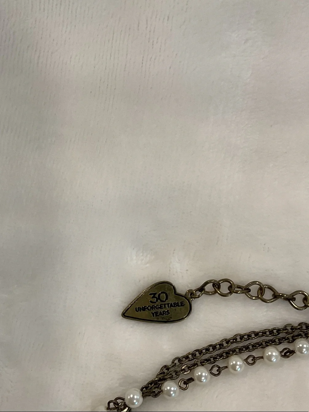 Chico's Cream Pearl Tassel Necklace with Antique Gold Chains